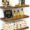 BAYKA Floating Shelves Bathroom for Wall  Shelf Over Toilet Farmhouse Rustic Wood for Bedroom, Kitchen, or Living Room Decor Organization Display Shelving  Rustic Brown, Set of 3 (15.7inches)
