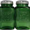Depression Style Glass Salt and Pepper Shakers (Green)