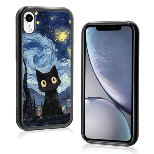 Onemiliayears Cute Starnight Cat Phone Case, Van Gogh Cute Cat Pattern iPhone Xs Max Case, Non-Slip Design and Shock Absorption, Phone Case for Teen Girls, Boys, Women and Men(iPhone - Xs Max)
