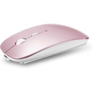 PEIBO Bluetooth 5.2 Mouse, Rechargeable Wireless Mouse for MacBook, iPad Pro, Chromebook, Windows Notebook, DELL, HP PC, Pink