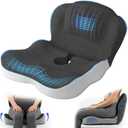 Urban Deco Memory Foam Seat Cushion, Office Chair Seat Cushion with L-Shaped Design, Ergonomic Back and Seat Pad Cushion for Car, Driving, Office, Black+Grey