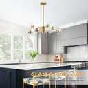 Bagood 8-Light Globe Sputnik Chandelier Modern Gold Sputnik Chandelier Mid Century Globe Pendant Light Brushed Brass Finished with Clear Glass Lampshade Chandeliers for Kitchen Bedroom, 8-Light, 35.4", 2-Tier