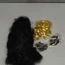 Gejoy Hippie Disco Costume Men Set Disco Wig Afro Headgear Gold Celebrity Sunglasses Funky Faux Chain for 50/60/70s Party Accessories(Black Hair)