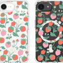 MOSNOVO for iPhone 17e Case/iPhone 16e Case, Compatible with Magsafe, Shockproof Military-Grade Protection, Magnetic Clear Phone Case for iPhone 17e / 16e, Strawberry Garden Design