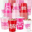 Vesici 100 Pcs Galentines Day Decorations Plastic Cups 12oz Girl Friends Galentine's Party Cup Gift Pink Red Reusable Beverage Supplies Cups for Valentine's Day Party Decor Girls Women Supplies
