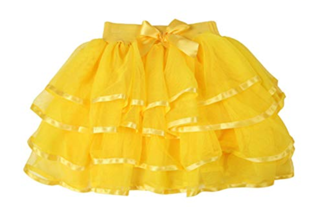 BGFKS 4 Layered Tulle Tutu Skirt for Girls, Girl Ballet Tutu Skirt (Yellow, 4-5 Years)