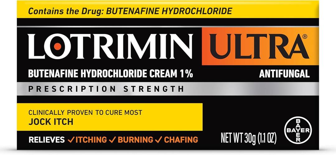 Lotrimin Ultra Antifungal Jock Itch Cream with Butenane Hydrochloride, Jock Itch Treatment for Men, Women, and Kids Over The Age of 12, 1.1 oz Tube