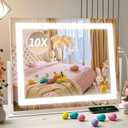 Vanity Mirror with Lights 22"x18", Lighted Makeup Mirror with 10X Magnification, Smart Touch 3 Colors Dimmable, 360 Rotation, Women Gift, Dresser Mount, Bathroom (White)
