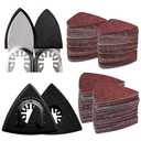 104Pcs Oscillating Tool Detail Sanding Pads Kit 2Pcs Triangle Sanding Pads and 2Pcs Finger Sanding Pad 100Pcs Multitool Sandpaper Grit Fit for Finishing Wood Sanding Plaster