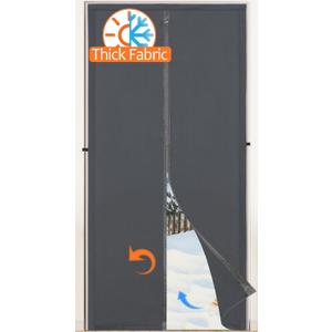 Magnetic Thermal Insulated Door Curtain,Thicker Layered Fabric&Full Strip Magnets,Temporary Doorway Cover Curtains, Self-Closing Privacy Magnetic Screen Door,Door Window Insulation kit for Winter (Fit Doors to 38x82 Inch)