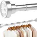 No Drilling Closet Rod, 27.5-74 Inches Hanging Closet Rod for Clothes, Closet Bar & Pole Heavy-duty, Closet Rods for Hanging Clothes For Closet Wardrobes Bathroom Laundry RV Curtains,Nickel