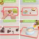 Freshmage 2Pcs Tempered Glass Cutting Boards for Kitchen, Glass Cutting Board Set (15"x10" & 12"x8") with Non-Slip Silicone Edges and Hanging Hole, Clear Cutting Board for Countertop & Chopping