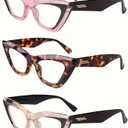 Retro Cat Eye Reading Glasses for Women, Blue Light Blocking with Spring Hinge, Vintage Cateye Readers