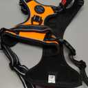 PHOEPET Reflective Dog Harness Large Breed Adjustable No Pull Vest with with Handle 2 Metal Rings 3 Buckles [Easy to Put on & Take Off](L, Orange)