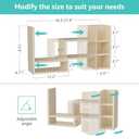 Desk Shelves Desktop Orgnizer Shlef - Natural Wood Tone Office Organization for Top of Desk Organizers and Accessories Corner Bookshelf Table Top Shelving Small Hutch Decorations for Office