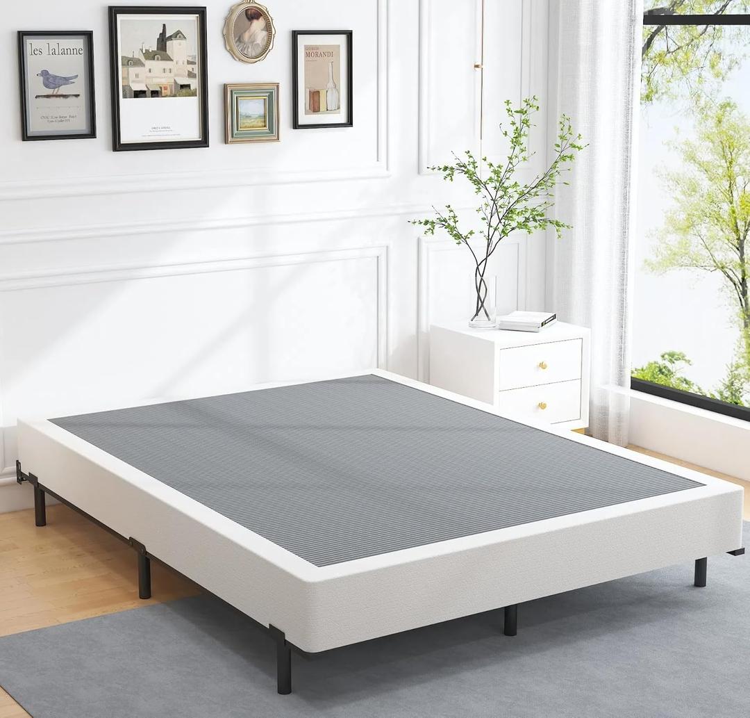 Queen Box Spring 8 Inch Heavy Duty Metal Box Springs,Mattress Foundation with Fabric Cover, Noise Free, Non-Slip,Easy Assembly. (Queen, 8 Inch)
