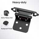 2 x HOSOM 4 Pack Black Cabinet Hinges, 1/2" Overlay Cabinet Door Hinges for Kitchen Cabinet Doors, Flush Face Mount Self Closing Cabinet Hinges with Door Bumper