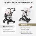 T3 Pro 3-in-1 Pet Stroller for Small Dogs & Cats Foldable, Lightweight with Detachable Carrier, 180 Canopy & Cup Holder (Beige)