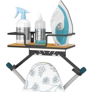 efluky Ironing Board Hanger with Removable Hooks, Ironing Board Holder Wall Mount for T/Y Type, 12.59" L x 5.9" W x 2.36" H, Black