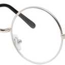 grinderPUNCH Kids Size Non-Prescription Glasses Round Circle Frame Clear Lens Costume Silver
