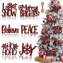 Yalikop 6 Pieces Christmas Wall Decor Xmas Hanging Believe Sign Winter Wooden Words for Crafts Word Art Decorative Joy Peace Cutouts Tree Decorations Party Supplies (Black Red)