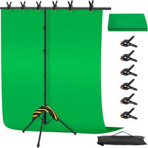 Green Screen Backdrop Kit 6.5X5ft,Portable greenscreen Background with Stand,Adjustable T-Shape Photo Backdrop Stand for Photography, Streaming,Video,Studio,Party,Zoom