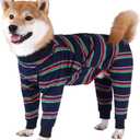 Xqpetlihai Dog Onesie Surgery Recovery Suit for Medium Large Dogs Recovery Shirt for Abdominal Wounds or Skin Diseases Bodysuit Dogs Pajamas (S,S) (Small (Pack of 1), STRIP)