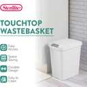 Sterilite 7.5 Gallon TouchTop Wastebasket Trash Can with Pop Up Lid for Kitchen, Bathroom, Mudroom or Office, 4 Pack, White