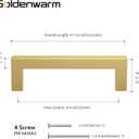 goldenwarm 25 Pack Cabinet Handles Brushed Brass Drawer Pull - LSJ12GD102 Gold Kitchen Cabinet Handles Bar Pulls Gold Bathroom Cabinet Hardware Closet Pulls 4" Hole Spacing