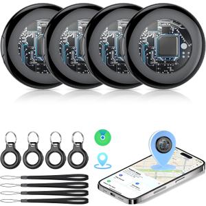 3 x 2026 New [Apple MFi Certified] Air Tracker Tags-4 Pack (iOS Only), Tukio Bluetooth Tracker for Apple Find My, Replaceable Battery, Key Finder and Item Locator Smart Tag for Keys, Bag, Luggage and More