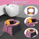 Travel Potty for Toddlers, Portable Potty Chair with Bag & 30 Pouches - Kids Toilet for Car, Camping, Indoor Outdoor - Splash-Proof Design, Easy Clean Training Seat (Purple)