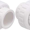 2" PVC Union Coupling Pipe Fitting (Socket x Socket) PVC Adapter Schedule 40, EPDM O-Ring, White 2 Pack