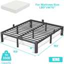 10 inch King Size Metal Bed Frame with Round Corner Legs,Headboard Holes,Heavy Duty Steel Slat Support Platform King Bed, Mattress Retainer, No Box Spring Needed, Easy Assembly, Squeak Resistant
