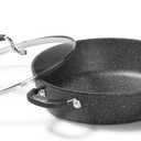 Starfrit The Rock 12'' (30cm) Non-Stick Jumbo Cooker Pan with Lid - Durable Forged Aluminum - Oven Safe - PFOA Free - Easy to Clean - Black