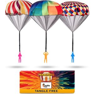 Nutty Toys Parachute Toys for Kids - Tangle Free Outdoor Flying Parachute Men, Top Indoor & Outside, 3 4 5 6 7 8 9 10 11 12 Year Old, Best Valentines Day Idea 2026, Unique Boy & Girl Easter Gifts
