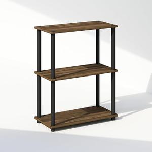 Furinno Turn-N-Tube 3-Tier Multipurpose Compact Display Bookcase, Columbia Walnut/Black