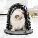 Pet Prime 2-in-1 Cat Arch Self Groomer for Indoor Cats, Back Scratcher Grooming Massage Brush with Sturdy Cat Scratching Pad Durable Brusher Butterfly Toy