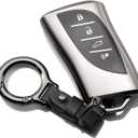 TPU Key Fob Cover with Keychain for Lexus ES250 ES350 ES300h NX200T NX250 NX350h RX350 RX500h TX350 TX550h GX550 LX600 LS500 LC500h 2018-2025 Full Protection Smart Key Case (Grey)