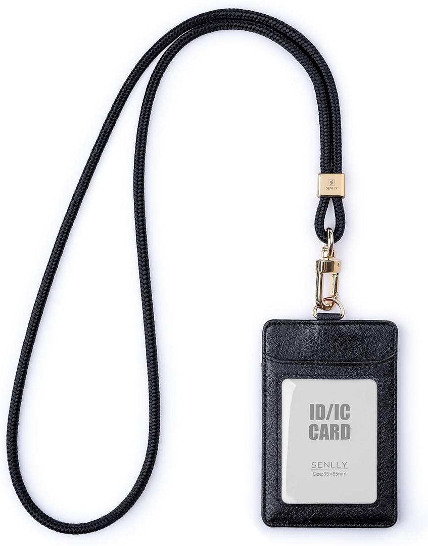 ID Badge Holder with Lanyard, Nylon ID Lanyard and Cute Card Holder, 1 Clear ID Window and 2 Card Slots, for Women (Midnight Velvet)