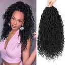 Col Bling 12 Inch 8 Packs Goddess Locs Crochet Hair Faux Locs Crochet Hair for Women Pre Looped River Locs Hair with Curly Ends Synthetic (12 Inch 8 Packs, #1B)