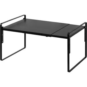Nxconsu Cabinet Shelf Expandable Height Adjustable Organizer Riser for Kitchen Cabinet Pantry Cupboard Under Sink Countertop Organization Storage Space Saver Stackable Heavy Duty Metal Black XL (10.3D * 13.8-24.8W * 9.7H)