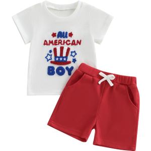 Toddler Baby Boy 4th of July Outfit American Flag Embroidery Waffle Knit T Shirt Shorts Set Patriotic Clothes (6-12 Months, Colorful) Toddler Baby Boy 4th of July Outfit American Flag Embroidery Waffle Knit T Shirt Shorts Set Patriotic Clothes (6-12 Months, Colorful)