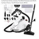 Steam Cleaner, Steam Mop with 23 Accessories, Powerful Multipurpose Portable Steamer for Cleaning to Remove Grime, Grease, for Multi-Purpose and Multi-Surface Floors, 16.4ft Power Cord, White