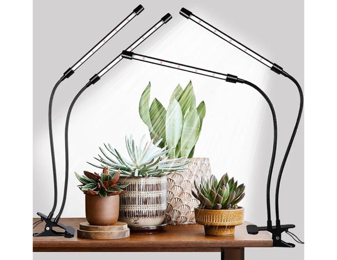 Black Grow Lights for Indoor Plants, 168 LEDs Clip Plant Lights, Full Spectrum LED Plant Growing Lamps with Flexible Gooseneck 4/8/12/18H Timer, 3 Spectral Modes, 10 Dimmable Levels, 2Head x 2 Pack