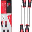 ROTATION 4PCS Magnetic Tip Torx Screwdriver Set, 4 Torx Star Screwdrivers, T20, T25, T27, T30, Red Tip | Red, Gloss, S2 Steel