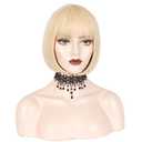 WeKen Short Blonde Wig with Bangs Blonde Bob Wig for Women Synthetic Hair Wig for White Black Women Natural As Real Hair Daily use Halloween Cosplay 11 Inches