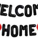 TONIFUL Welcome Home Balloons,16 Inch Black Welcome Home Foil Balloons Banner Welcome Home Party Decorations for Homecoming Party Decorations House Warming Party Family Gathering Supplies