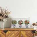 Christmas Eucalyptus Mistletoe Throw Pillow Cover, 12 x 20 Inch Chinoiserie Pillowcase Winter Holiday Cushion Case Decoration for Sofa Couch