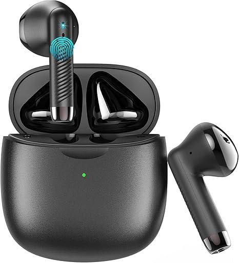 Jxrev Wireless Earbuds, Bluetooth 5.4 Headphones in Ear with Noise Cancelling Mic, Earbuds Stereo Bass, IP7 Waterproof Sports Earphones, 32H Playtime USB C Charging Buds White for Android iOS