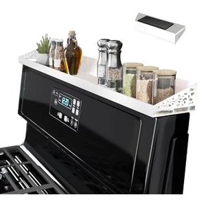 30" Magnetic Stove Top Shelf – Magnetic White Spice Rack and Seasoning Organizer – Kitchen Shelf for Back of Stove – Over Stove Storage Organizer
